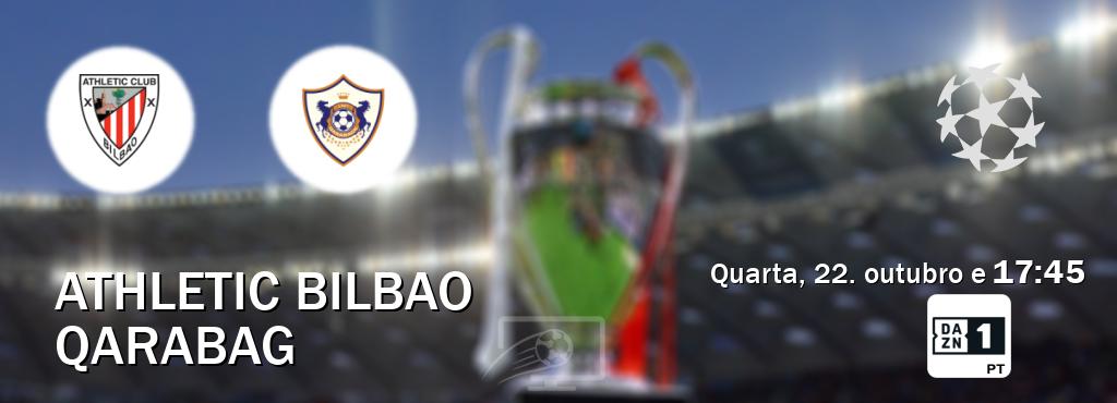 Jogo entre Athletic Bilbao e Qarabag tem emissão DAZN Eleven 1 (quarta, 22. outubro e  17:45).