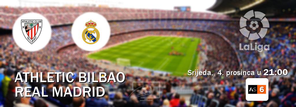 Izravni prijenos utakmice Athletic Bilbao i Real Madrid pratite uživo na Arena Sport 6 (srijeda,  4. prosinca u  21:00).