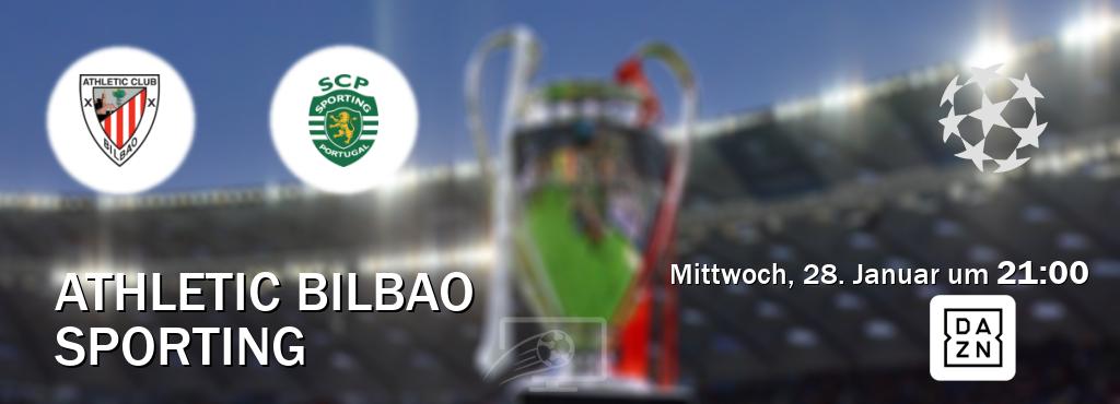 Das Spiel zwischen Athletic Bilbao und Sporting wird am Mittwoch, 28. Januar um  21:00, live vom DAZN übertragen.