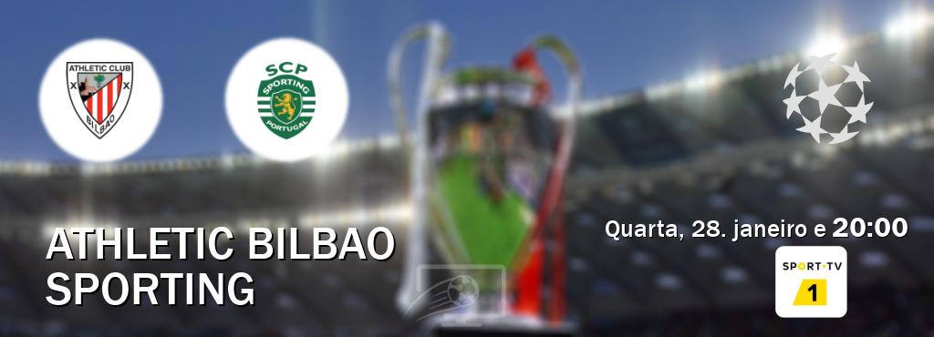 Jogo entre Athletic Bilbao e Sporting tem emissão Sport TV 1 (quarta, 28. janeiro e  20:00).