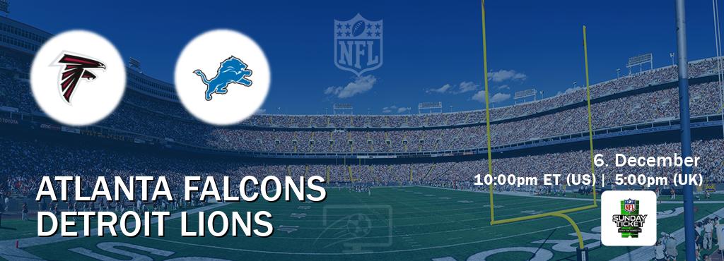 You can watch game live between Atlanta Falcons and Detroit Lions on NFL Sunday Ticket(US).