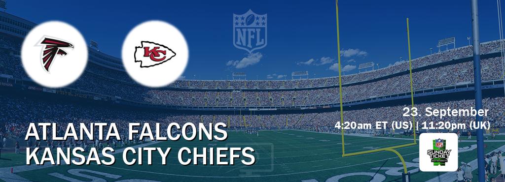 You can watch game live between Atlanta Falcons and Kansas City Chiefs on NFL Sunday Ticket(US).