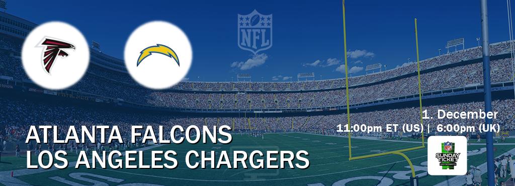 You can watch game live between Atlanta Falcons and Los Angeles Chargers on NFL Sunday Ticket(US).