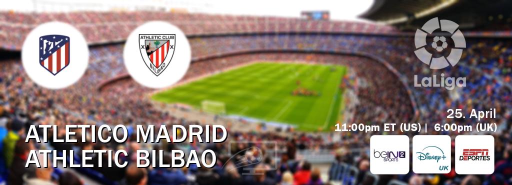 You can watch game live between Atletico Madrid and Athletic Bilbao on beIN SPORTS 2(AU), Disney+ UK(UK), ESPN Deportes(US).