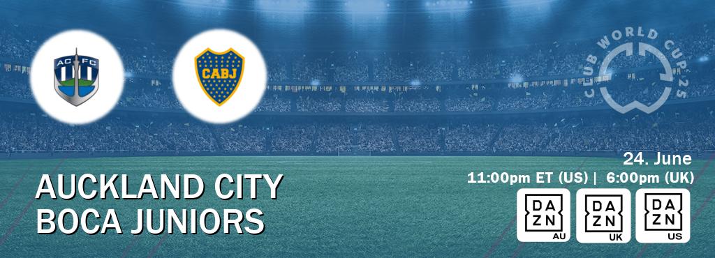 You can watch game live between Auckland City and Boca Juniors on DAZN(AU), DAZN UK(UK), DAZN(US).