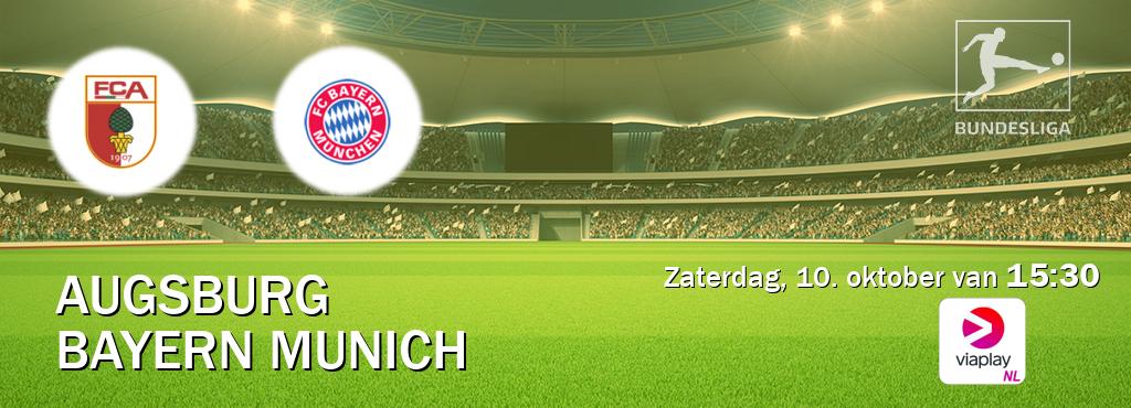 Wedstrijd tussen Augsburg en Bayern Munich live op tv bij Viaplay Nederland (zaterdag, 10. oktober van 15:30). Wedstrijd tussen Augsburg en Bayern Munich live op tv bij Viaplay Nederland (zaterdag, 10. oktober van 15:30).