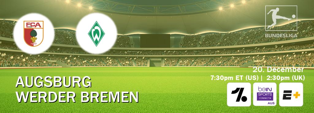 You can watch game live between Augsburg and Werder Bremen on OneFootball, beIN Sports Connect(AU), ESPN+(US).