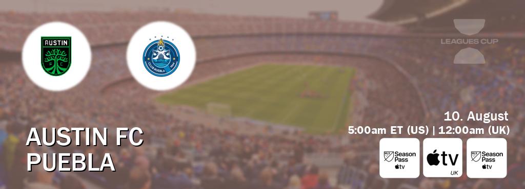 You can watch game live between Austin FC and Puebla on MLS Season Pass, Apple TV(UK), MLS Season Pass(US). You can watch game live between Austin FC and Puebla on MLS Season Pass, Apple TV(UK), MLS Season Pass(US).