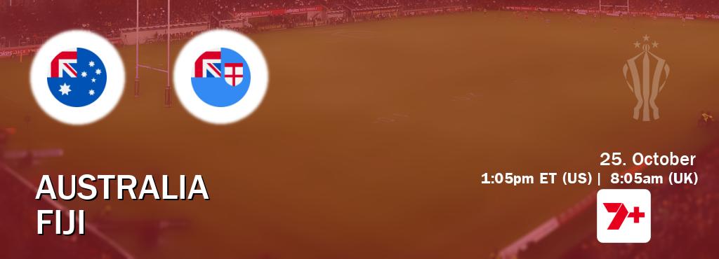 You can watch game live between Australia and Fiji on 7plus Sport(AU).
