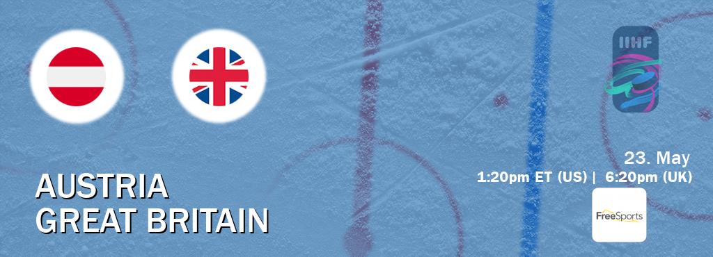 You can watch game live between Austria and Great Britain on FreeSports.
