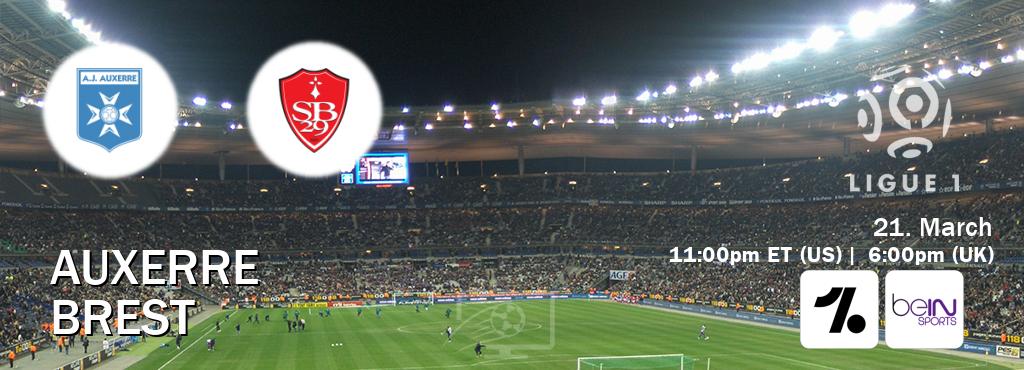 You can watch game live between Auxerre and Brest on OneFootball and beIN SPORTS USA(US).