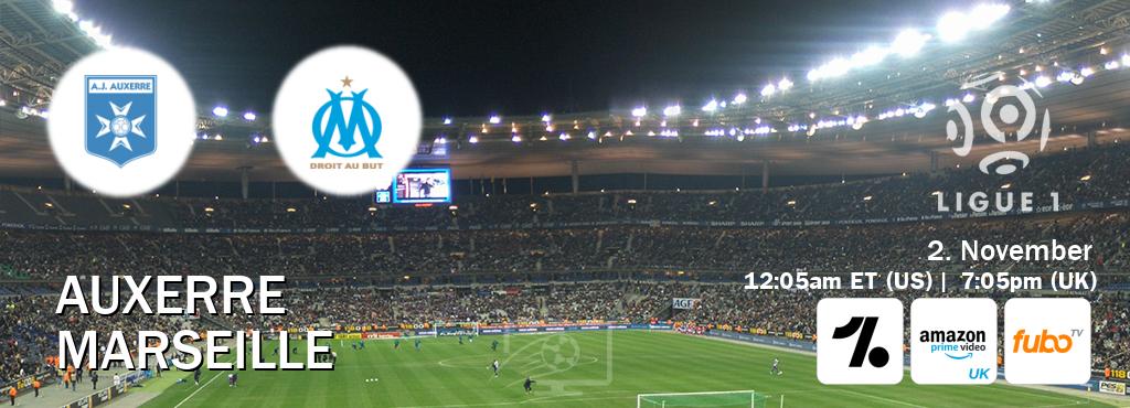 You can watch game live between Auxerre and Marseille on OneFootball, Amazon Prime Video UK(UK), fuboTV(US). You can watch game live between Auxerre and Marseille on OneFootball, Amazon Prime Video UK(UK), fuboTV(US).