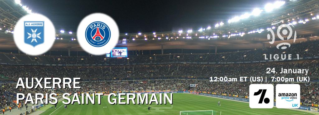 You can watch game live between Auxerre and Paris Saint Germain on OneFootball and Amazon Prime Video UK(UK).