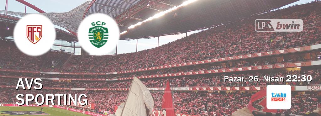 Karşılaşma AVS - Sporting Tivibu Spor 4'den canlı yayınlanacak (Pazar, 26. Nisan  22:30).