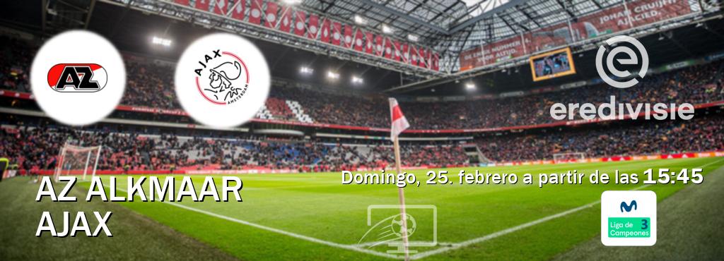 El partido entre AZ Alkmaar y Ajax será retransmitido por Movistar Liga de Campeones 3 (domingo, 25. febrero a partir de las  15:45).