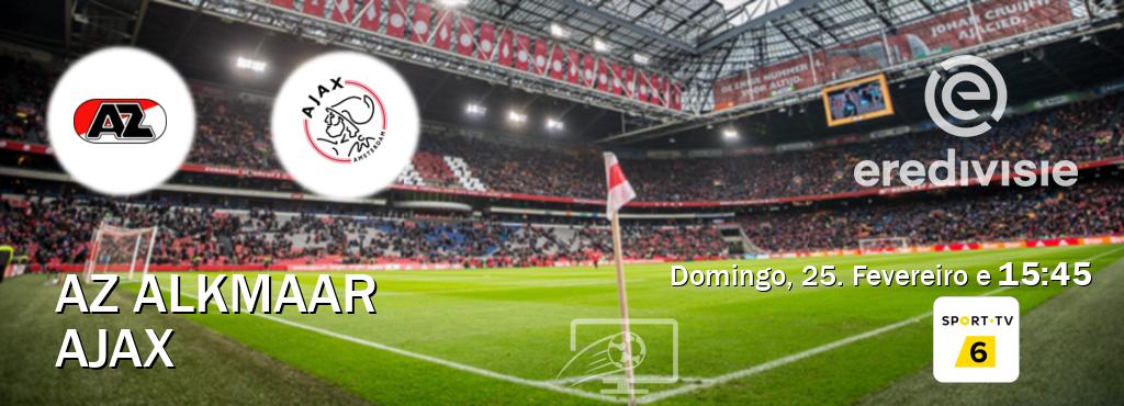 Jogo entre AZ Alkmaar e Ajax tem emissão Sport TV 6 (Domingo, 25. Fevereiro e  15:45).