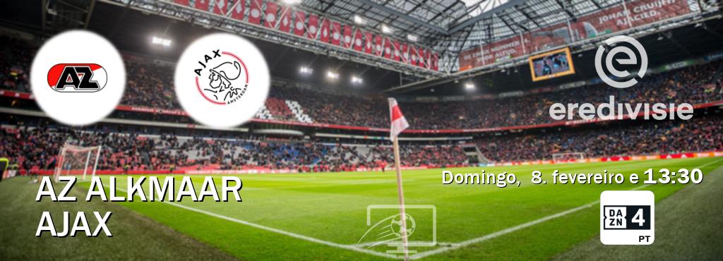 Jogo entre AZ Alkmaar e Ajax tem emissão DAZN Eleven 4 (domingo,  8. fevereiro e  13:30).