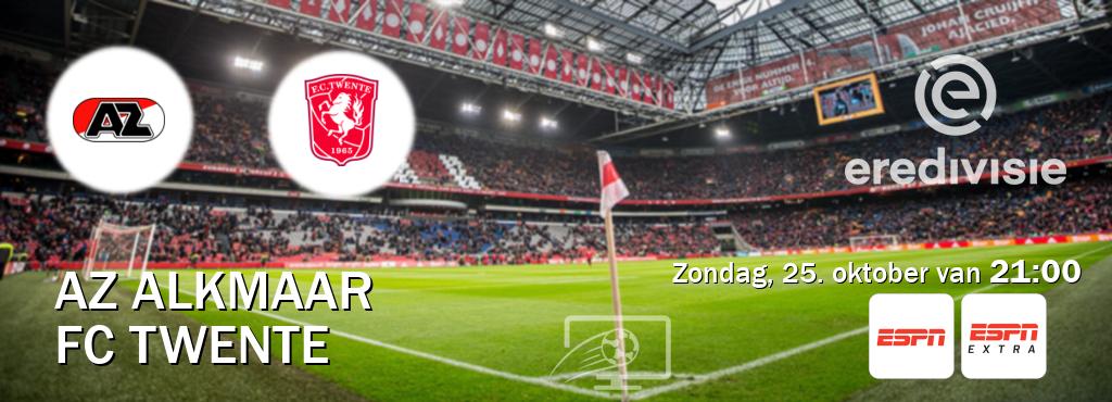 Wedstrijd tussen AZ Alkmaar en FC Twente live op tv bij ESPN 1, ESPN Extra (zondag, 25. oktober van  21:00).