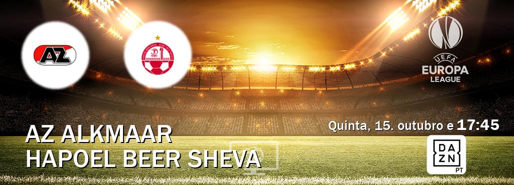 Jogo entre AZ Alkmaar e Hapoel Beer Sheva tem emissão DAZN (quinta, 15. outubro e  17:45).