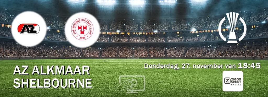 Wedstrijd tussen AZ Alkmaar en Shelbourne live op tv bij Ziggo Sport 3 (donderdag, 27. november van  18:45).