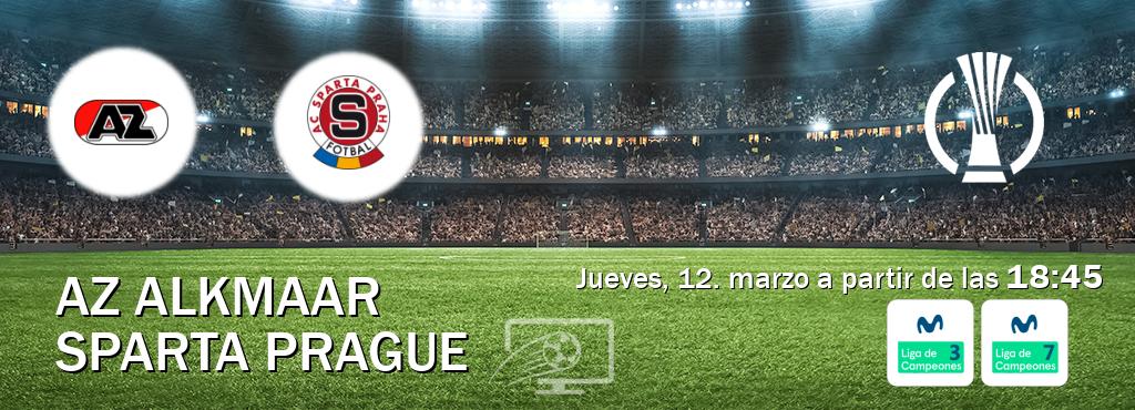 El partido entre AZ Alkmaar y Sparta Prague será retransmitido por Movistar Liga de Campeones 3 y Movistar Liga de Campeones 7 (jueves, 12. marzo a partir de las 18:45). El partido entre AZ Alkmaar y Sparta Prague será retransmitido por Movistar Liga de Campeones 3 y Movistar Liga de Campeones 7 (jueves, 12. marzo a partir de las 18:45).