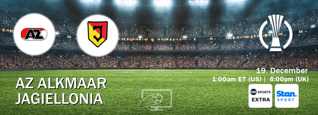 You can watch game live between AZ Alkmaar and Jagiellonia on TNT Sports Extra(UK) and Stan Sport(AU). You can watch game live between AZ Alkmaar and Jagiellonia on TNT Sports Extra(UK) and Stan Sport(AU).