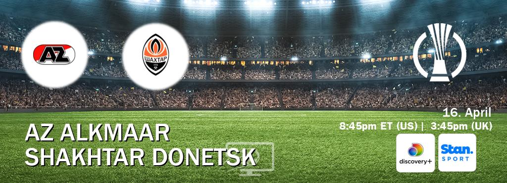 You can watch game live between AZ Alkmaar and Shakhtar Donetsk on Discovery +(UK) and Stan Sport(AU).