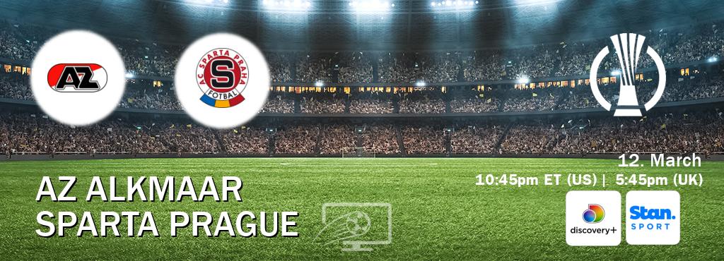 You can watch game live between AZ Alkmaar and Sparta Prague on Discovery +(UK) and Stan Sport(AU).
