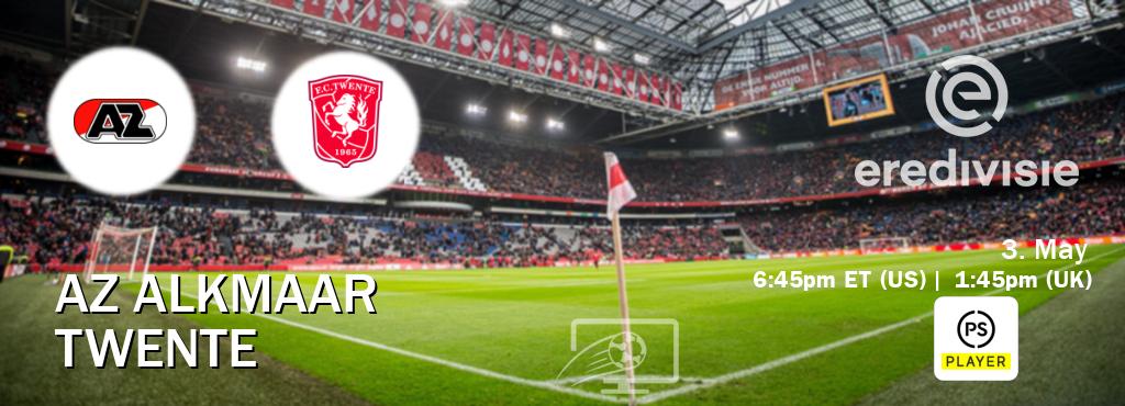 You can watch game live between AZ Alkmaar and Twente on Premier Player(UK).