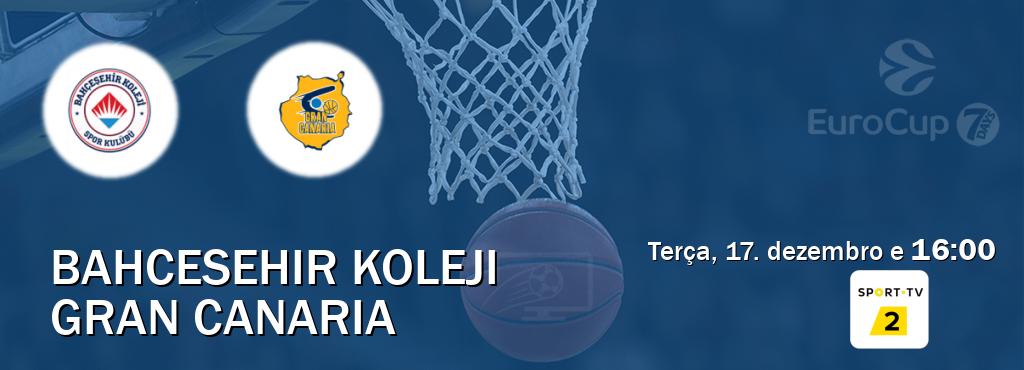 Jogo entre Bahcesehir Koleji e Gran Canaria tem emissão Sport TV 2 (terça, 17. dezembro e  16:00).