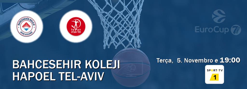 Jogo entre Bahcesehir Koleji e Hapoel Tel-Aviv tem emissão Sport TV 1 (Terça,  5. Novembro e  19:00).