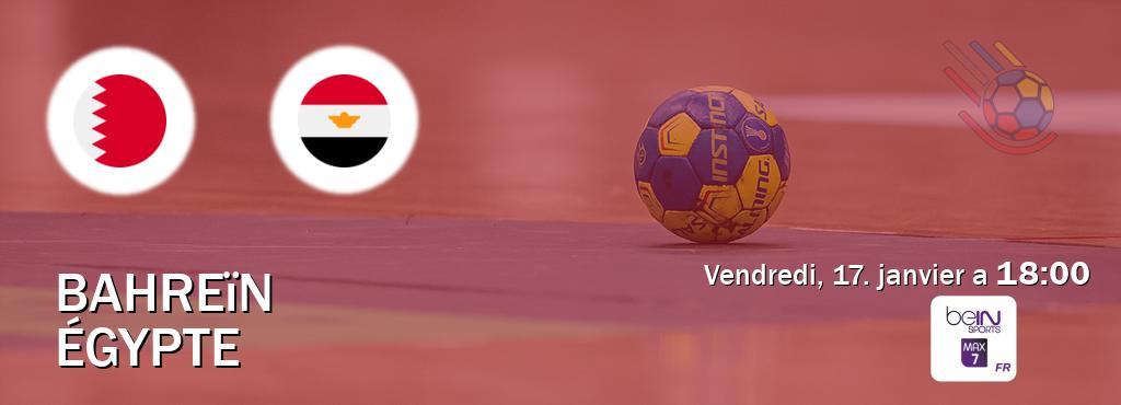 Match entre Bahreïn et Égypte en direct à la beIN Sports 7 Max (vendredi, 17. janvier a  18:00).