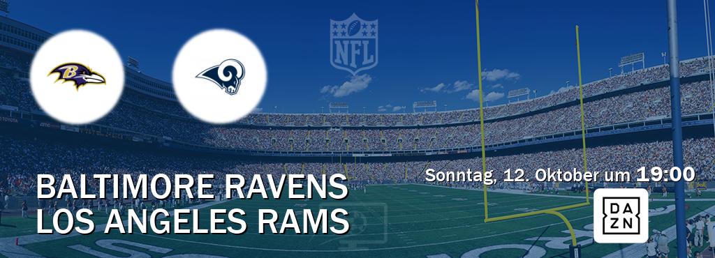 Das Spiel zwischen Baltimore Ravens und Los Angeles Rams wird am Sonntag, 12. Oktober um 19:00, live vom DAZN übertragen. Das Spiel zwischen Baltimore Ravens und Los Angeles Rams wird am Sonntag, 12. Oktober um 19:00, live vom DAZN übertragen.
