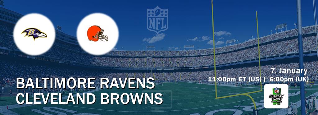 You can watch game live between Baltimore Ravens and Cleveland Browns on NFL Sunday Ticket(US).