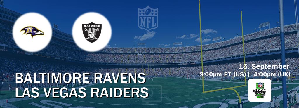 You can watch game live between Baltimore Ravens and Las Vegas Raiders on NFL Sunday Ticket(US).