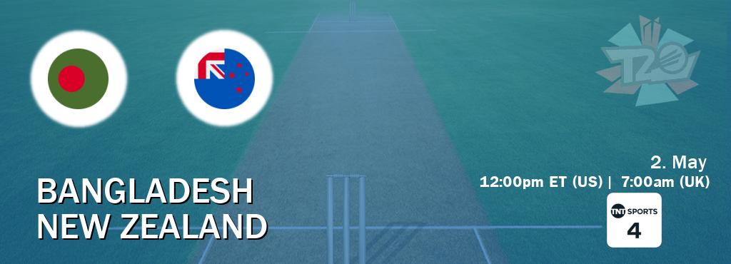 You can watch game live between Bangladesh and New Zealand on TNT Sports 4(UK).