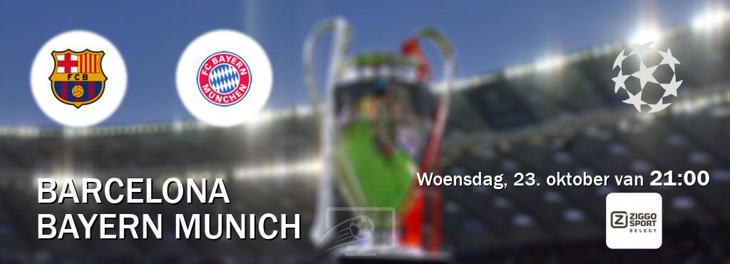 Wedstrijd tussen Barcelona en Bayern Munich live op tv bij Ziggo Sport 2 (woensdag, 23. oktober van  21:00).