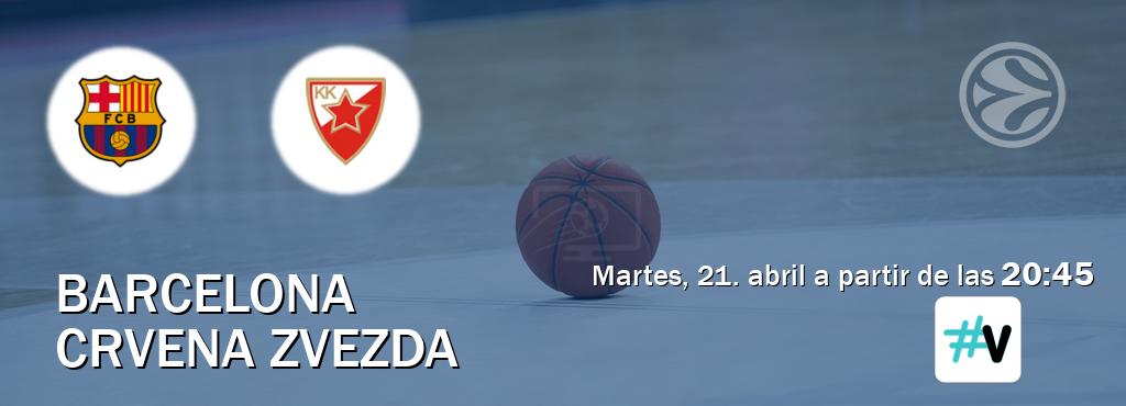 El partido entre Barcelona y Crvena zvezda será retransmitido por M+ Vamos (martes, 21. abril a partir de las  20:45).