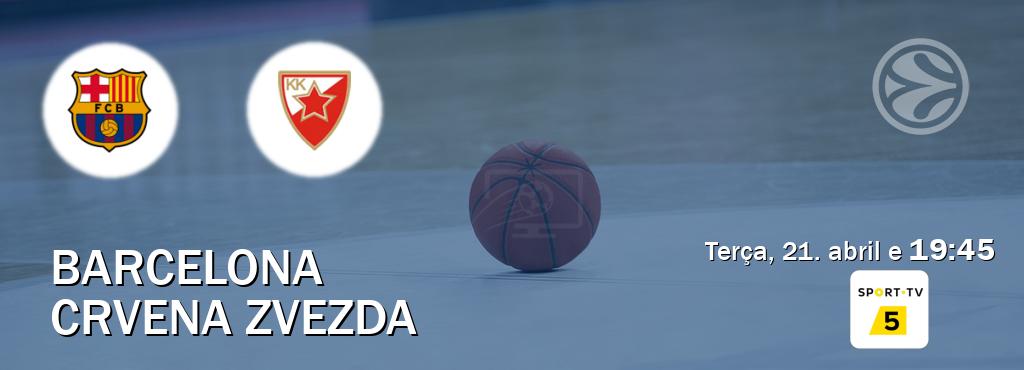 Jogo entre Barcelona e Crvena zvezda tem emissão Sport TV 5 (terça, 21. abril e  19:45).
