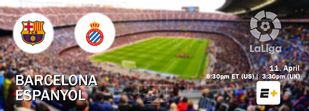 You can watch game live between Barcelona and Espanyol on ESPN+(US).