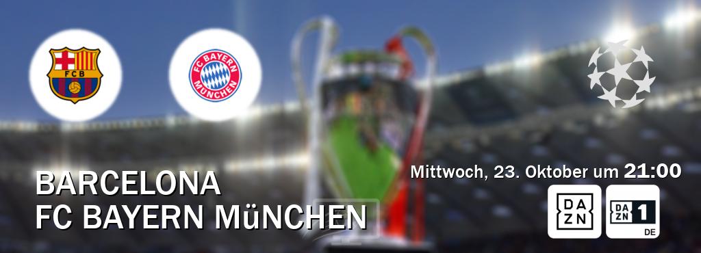 Das Spiel zwischen Barcelona und FC Bayern München wird am Mittwoch, 23. Oktober um  21:00, live vom DAZN und DAZN 1 Deutschland übertragen.