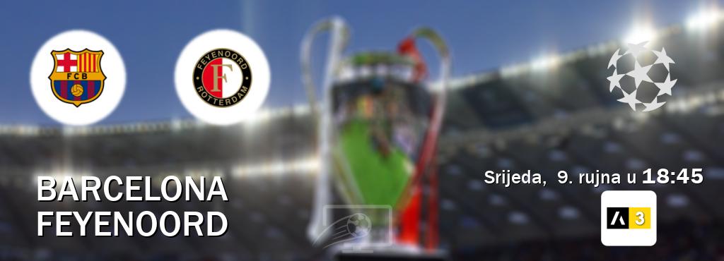 Izravni prijenos utakmice Barcelona i Feyenoord pratite uživo na Arena Sport 3 (srijeda,  9. rujna u  18:45).