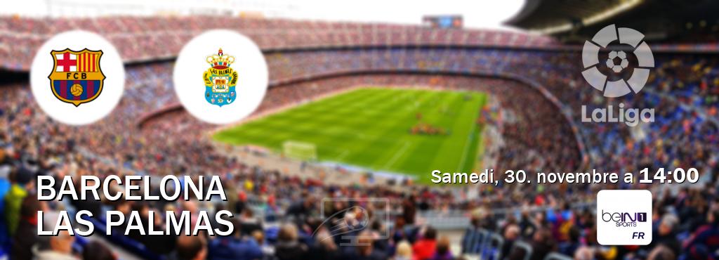 Match entre Barcelona et Las Palmas en direct à la beIN Sports 1 (samedi, 30. novembre a  14:00).