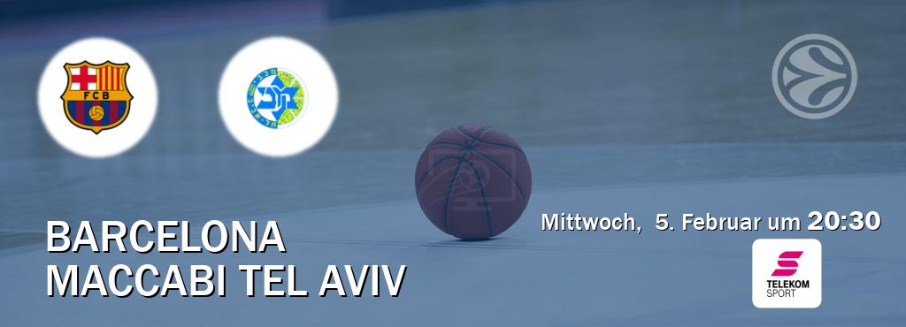 Das Spiel zwischen Barcelona und Maccabi Tel Aviv wird am Mittwoch,  5. Februar um  20:30, live vom Magenta Sport übertragen.