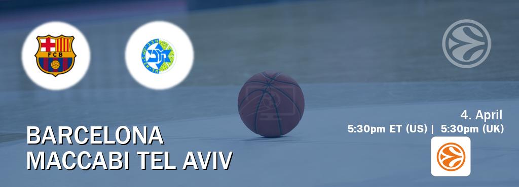 You can watch game live between Barcelona and Maccabi Tel Aviv on EuroLeague TV.