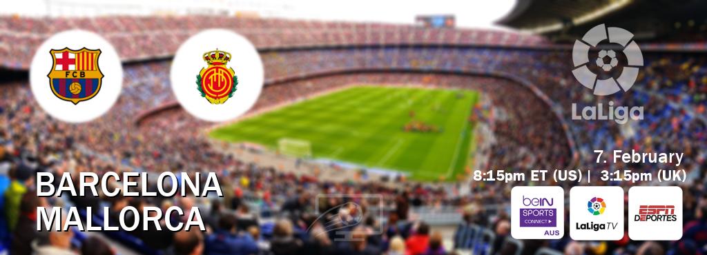 You can watch game live between Barcelona and Mallorca on beIN Sports Connect(AU), LaLiga TV(UK), ESPN Deportes(US).