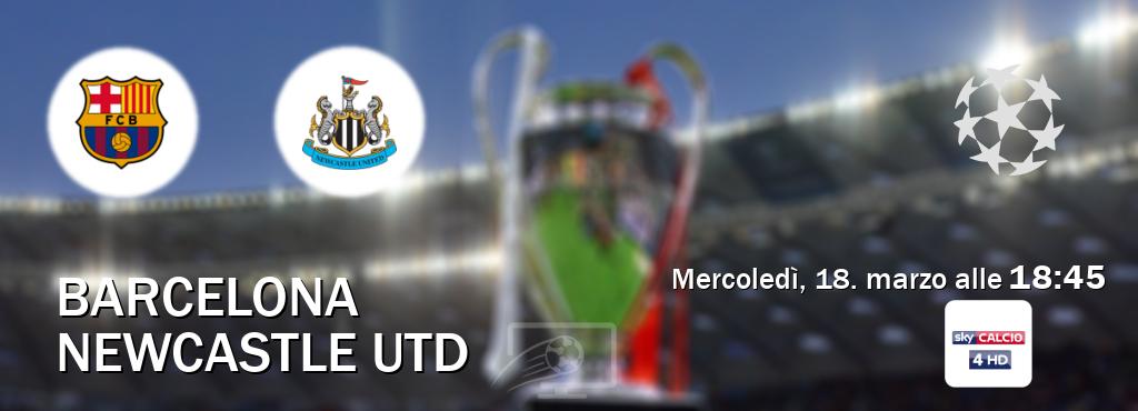 Il match Barcelona - Newcastle Utd sarà trasmesso in diretta TV su Sky Sport 254 (ore 18:45)