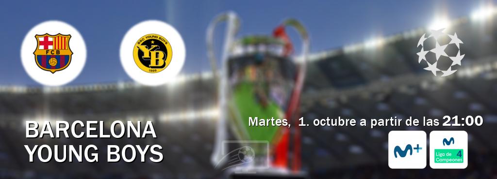 El partido entre Barcelona y Young Boys será retransmitido por Movistar Liga de Campeones  y Movistar Liga de Campeones 4 (martes,  1. octubre a partir de las  21:00).