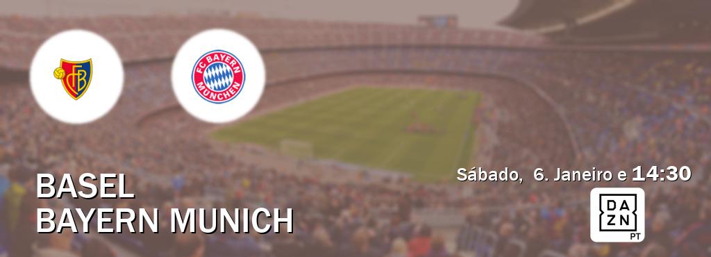 Jogo entre Basel e Bayern Munich tem emissão DAZN (Sábado,  6. Janeiro e  14:30).