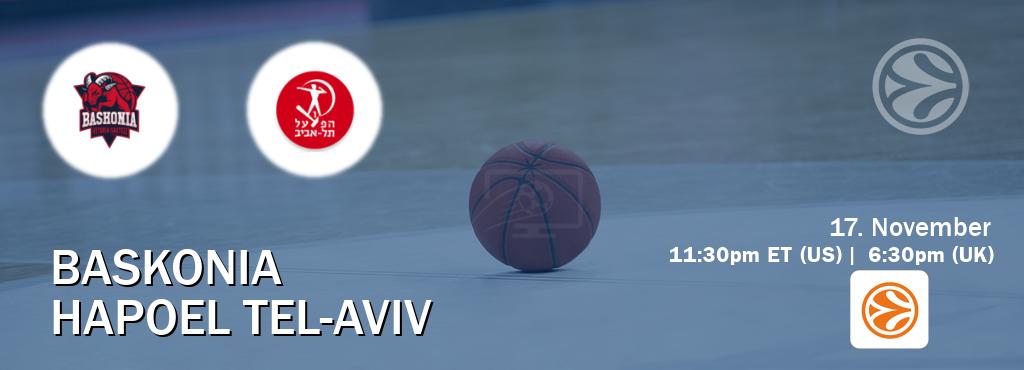You can watch game live between Baskonia and Hapoel Tel-Aviv on EuroLeague TV. You can watch game live between Baskonia and Hapoel Tel-Aviv on EuroLeague TV.